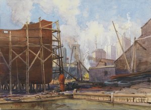Toronto Shipbuilding, 1918 (wc na papierze) autorstwa Robert Ford Gagen