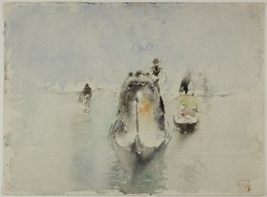 Gondole, Canal Grande, Wenecja autorstwa Robert Frederick Blum