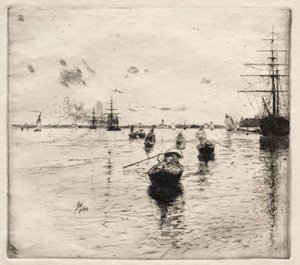 Laguna z parowcami i gondolami, 1885. autorstwa Robert Frederick Blum