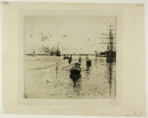 Lagune z parowcami i gondolami, Wenecja autorstwa Robert Frederick Blum