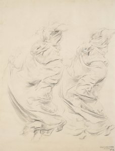 Szkic draperii prawdopodobnie do muralu Moods to Music, 1893-95 (grafitowo-żółty ołówek na jasnożółtym papierze) autorstwa Robert Frederick Blum