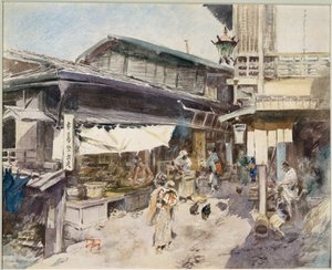Scena uliczna w Ikao, Japonia (akwarela) autorstwa Robert Frederick Blum