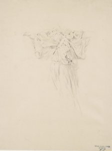 Studium draperii do muralu Moods to Music, 1893-95 (grafit z żółtym ołówkiem na jasnożółtym papierze) autorstwa Robert Frederick Blum