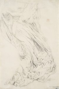 Studium draperii do muralu Moods to Music, 1893-95 (grafit z żółtym ołówkiem na kremowym papierze) autorstwa Robert Frederick Blum
