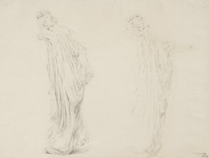 Studium dwóch postaci kobiecych do muralu Moods to Music, 1893-95 (grafit z żółtym ołówkiem na kremowym papierze) autorstwa Robert Frederick Blum