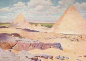 Piramidy w Gizie z pustyni, ok. 1880, 1904 autorstwa Robert George Talbot Kelly