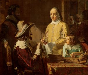 William Harvey (1578-1657) demonstruje Karolowi I swoją teorię krążenia krwi, 1848