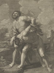 Herkules w lwiej skórze walczący z Acheloosem, w tle pejzaż, ..., ca. 1713-72. autorstwa Robert Hecquet