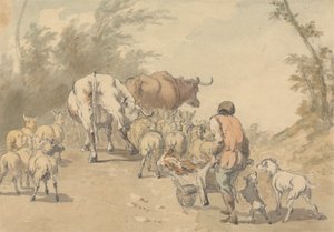 Pogoń owiec i krów autorstwa Robert Hills