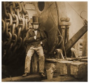 Isambard Kingdom Brunel przy łańcuchach startowych SS Great Eastern, 1857