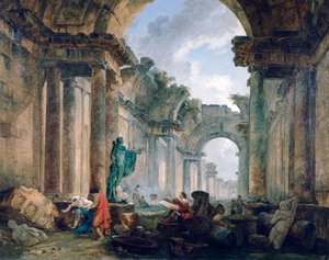 „Wyimaginowany widok Wielkiej Galerii Luwru w ruinach”, 1796