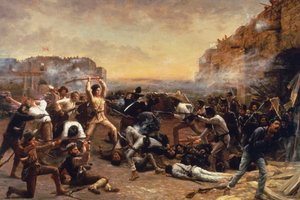 Upadek Alamo lub Ostatni bastion Crocketta autorstwa Robert Jenkins Onderdonk