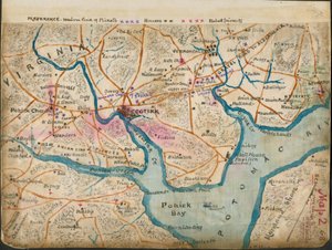 (Mapa dolnego biegu rzeki Potomac przedstawiająca linie pikiet, styczeń 1862 r.) LOC gvhs01.vhs00059