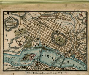 Mapa Richmond w stanie Wirginia... 1863 r. LOC gvhs01.vhs00051