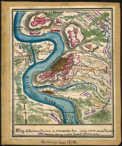 Mapa pozycji rebeliantów w Vicksburgu, Miss, maj 1863 r. LOC gvhs01.vhs00140