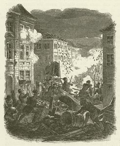 Walka na barykadzie przed ratuszem Kolln w Berlinie w nocy z 18 na 19 marca 1848 r. autorstwa Robert Kretschmer