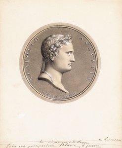 Cesarz Napoleon I, z profilu po prawej - Wzór na medal autorstwa Robert Lefevre