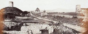 Widok na Via Appia Antica (zdjęcie czarno-białe)