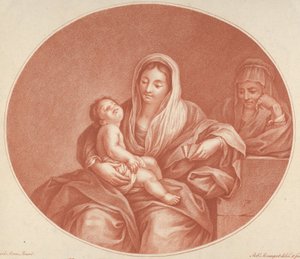 Dziewica siedząca z Dzieciątkiem śpiącym na jej kolanach, św. Elżbieta po prawej, an..., 1776. autorstwa Robert Menageot