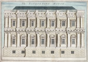 Banqueting House, Whitehall, z „Księgi perspektyw niezwykłych miejsc w City of London i okolicach”, ok. 1700 (rycina)