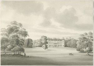 Chillington Hall: rysunek w sepii autorstwa Robert Noyes