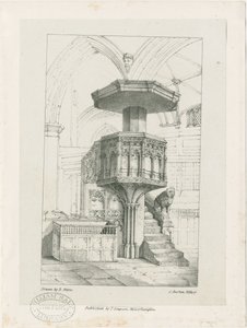 Wolverhampton - Ambona w kościele św. Piotra: litografia, bd [ok. 1844] (druk) autorstwa Robert Noyes