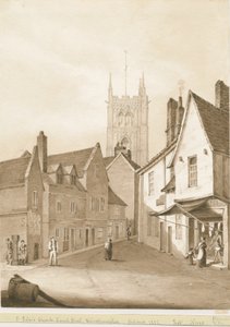 Wolverhampton - Kościół św. Piotra: rysunek w sepii, 1838 r.