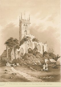 Wolverhampton - Kościół św. Piotra: rysunek w sepii, 1838 r.