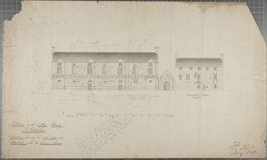 Rysunek architektoniczny Biblioteki Uniwersyteckiej, 1827 (ołówek i wc na papierze) autorstwa Robert Payton Reid