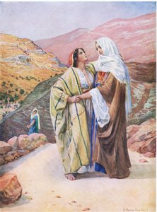 Rut i Noemi, z The Bible Picture Book wydanej przez Thomasa Nelsona, ok. 1950