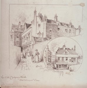 Widok z tyłu gospody Old Blakeney Head, Bartholomew Close, Londyn, ok. 1900 r. autorstwa Robert Randoll