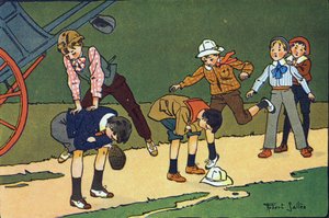 Skocz owce. Grawerowanie w „” W co gramy? „” E. Webera z rysunkami akwarelowymi Roberta Sallesa (1871-1929). Biblioteka Garnier Freres, Paryż autorstwa Robert Salles