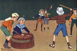 Osselety i quinet. Grawerowanie w „” W co gramy? „” E. Webera z rysunkami akwarelowymi Roberta Sallesa (1871-1929). Biblioteka Garnier Freres, Paryż autorstwa Robert Salles