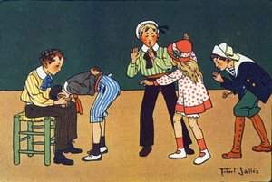 Ciepła dłoń. Grawerowanie w „” W co gramy? „” E. Webera z rysunkami akwarelowymi Roberta Sallesa (1871-1929). Biblioteka Garnier Freres, Paryż