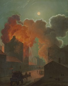 Pożar w Bostonie przy świetle księżyca, ok. 1830-1835