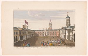 Gezicht op de Upper Castle Yard van Dublin Castle Perspektywa Upper Castle Court, z Izby Rady, Dublin (tytuł na przedmiocie)