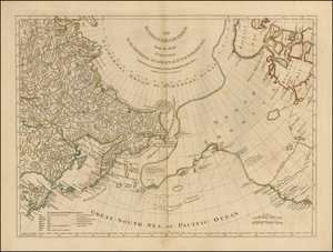 Mapa z 1775 r. - Rosyjskie odkrycia, z mapy opublikowanej przez Cesarską Akademię w Petersburgu autorstwa Robert Sayer