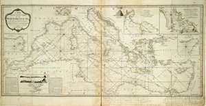 Nowa i dokładna mapa Morza Śródziemnego z najnowszych badań, ustalona i uregulowana przez obserwacje astronomiczne autorstwa Robert Sayer