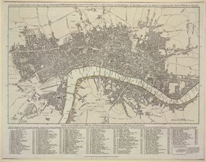 Plan Londynu, Westminsteru i Southwark autorstwa Robert Sayer