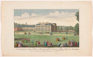 Widok na Pałac Kensington w Londynie Widok z przodu Pałacu Królewskiego w Kensington (tytuł na obiekcie) Londyn (tytuł serii) autorstwa Robert Sayer