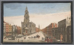 Widok na Somerset House i kościół Saint Mary-le-Strand w Londynie Widok na Somerset House, z kościołem St. Marys w Strand London (tytuł na obiekcie) Londyn (tytuł serii) autorstwa Robert Sayer