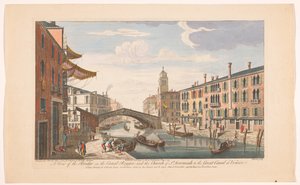 Gezicht op de Ponte delle Guglie nad Canale di Cannaregio te Venetië Widok na most na Canal Reggio; Jeremiasza do Wielkiego Kanału w Wenecji (tytuł na obiekcie) Venetië (tytuł serii) autorstwa Robert Sayer
