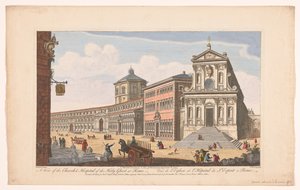 Gezicht op de kerk Santo Spirito in Sassia te Rome Widok na Kościół i Szpital Ducha Świętego w Rzymie (tytuł na obiekcie) Rzym (tytuł serii) autorstwa Robert Sayer