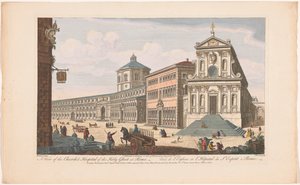 Gezicht op de kerk Santo Spirito in Sassia te Rome Widok na Kościół i Szpital Ducha Świętego w Rzymie (tytuł na obiekcie) Rzym (tytuł serii) autorstwa Robert Sayer