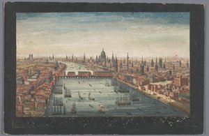 Widok na Londyn Ogólny widok miasta Londyn, nad Tamizą (tytuł na obiekcie) Londyn (tytuł serii) autorstwa Robert Sayer