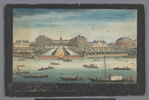 Widok na Royal Hospital Chelsea i Rotunda w Ranelagh Gardens w Londynie Widok na Royal Hospital w Chelsea i Rotunda w Ranelaigh Gardens (tytuł na obiekcie) Londyn (tytuł serii) autorstwa Robert Sayer