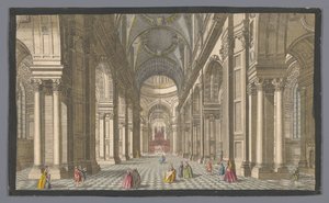 Widok wnętrza katedry św. Pawła w Londynie Widok wnętrza St. Pauls w Londynie (tytuł na obiekcie) Londyn (tytuł serii) autorstwa Robert Sayer