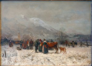 Targ bydła zimą w pobliżu Mittenwald autorstwa Robert Schleich