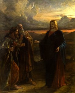 Chrystus i dwaj uczniowie w drodze do Emaus