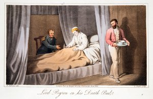 Lord Byron na łożu śmierci, pub. 1825.